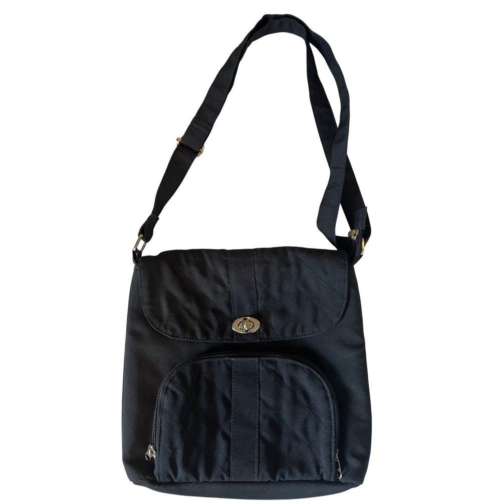 Gold Coast Crossbody Bag Medium Black Excellent Quilted RFID Nylon Travel